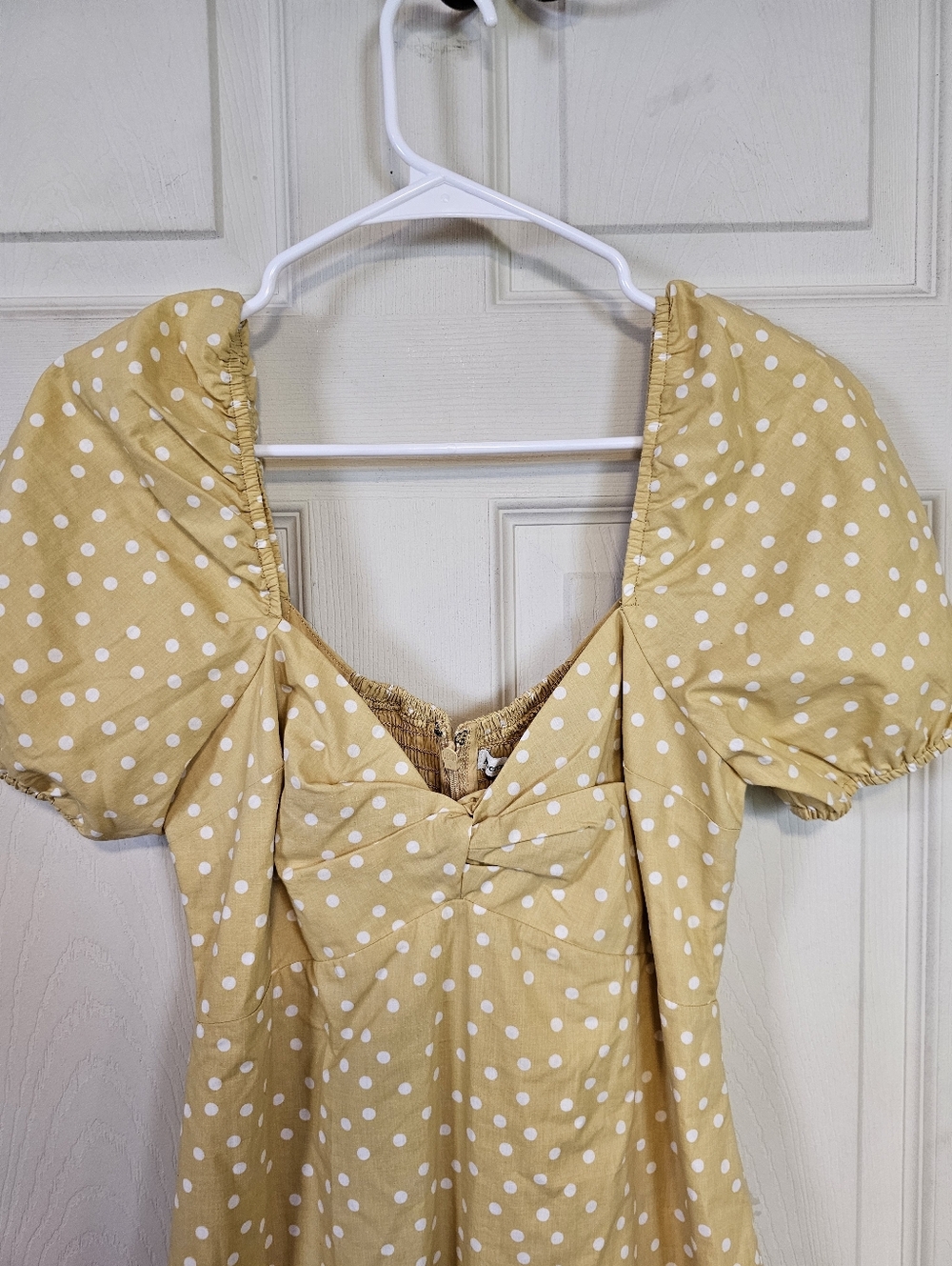 Abercrombie & Fitch Polka Dot Twist Front Mini Dress Puff Sleeve Fit & Flare - Picture 8 of 8